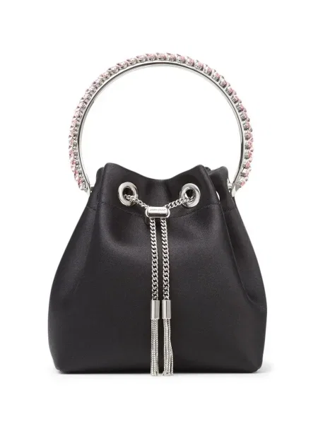 Geantă de mână Jimmy Choo din satin negru