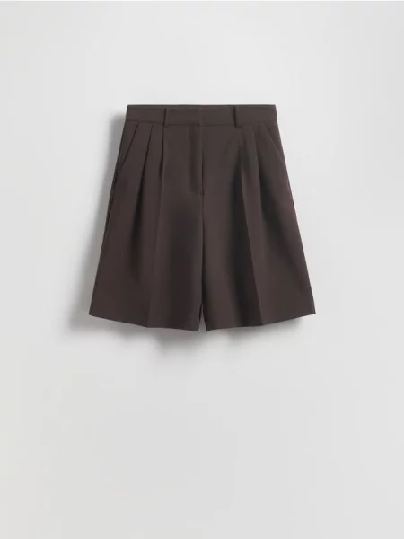 Reserved Bermudy z kantem ciemnobrązowy