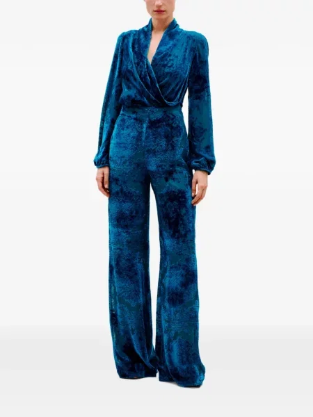 Pantaloni Silvia Tcherassi de catifea albastru