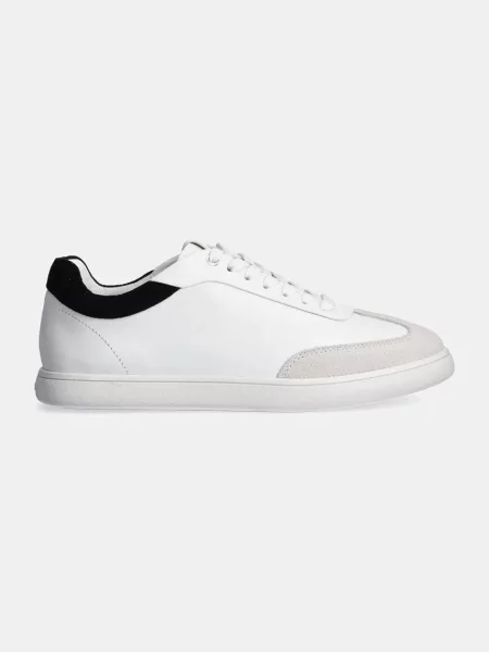 Calvin Klein Usnjene superge LP CUPSOLE LACE UP LTH MIX bela