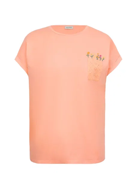Anna Field Tricou smarald / portocaliu caisă / portocaliu închis / roz verde