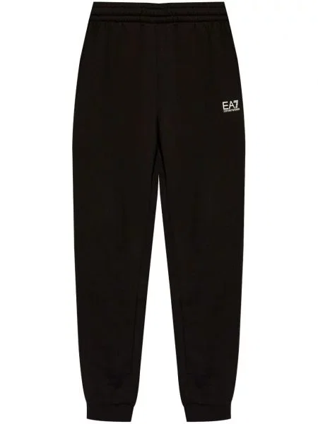Pantaloni Ea7 Emporio Armani cu imagine din jerseu alergare negru