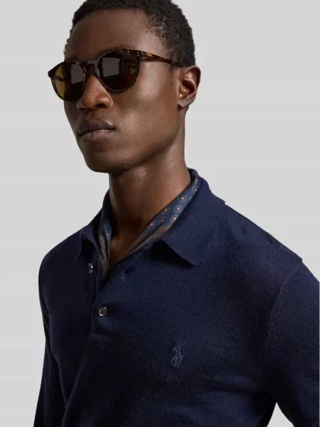 Sweter w kroju regular fit z czystej wełny Polo Ralph Lauren granatowy