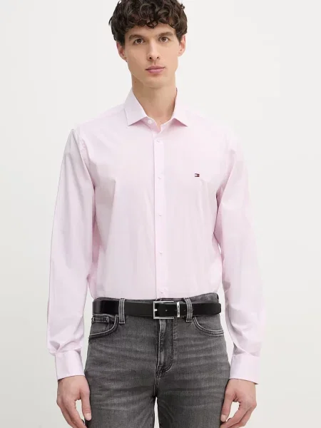 Tommy Hilfiger Πουκάμισο Ανδρικό με ελαστάν ροζ