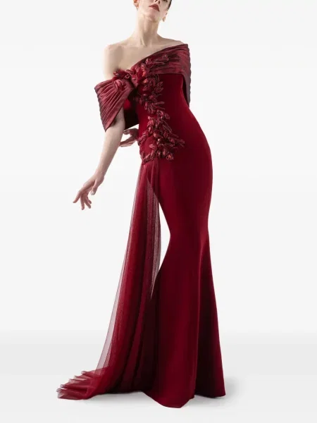 Gėlėtas kostiumas maksi maxi suknele Gaby Charbachy raudona