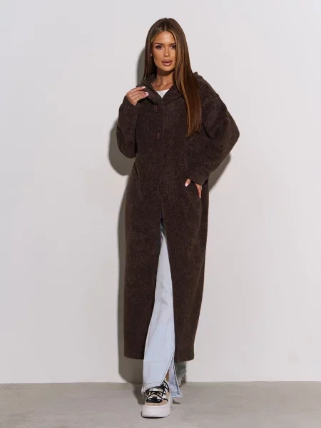 Кардиган ISSA Plus темно-коричневий комбінований верх коричневий