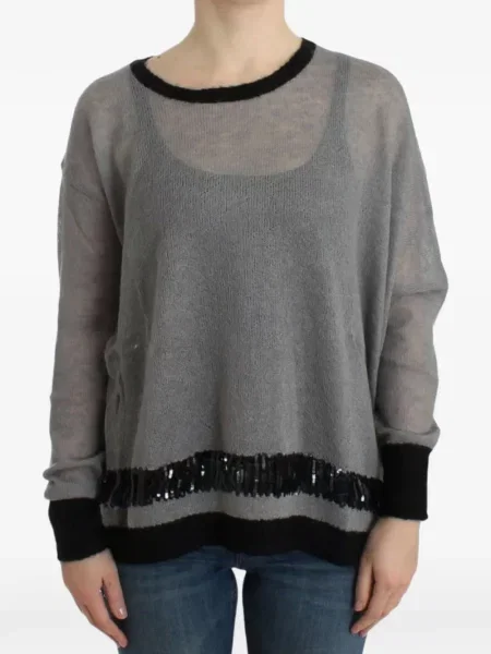 Pulover Costume National cu paiete gri