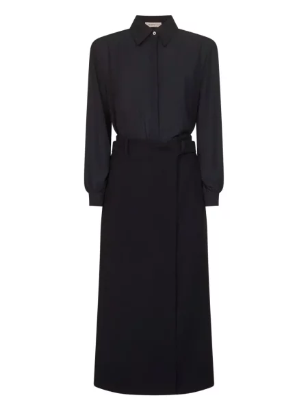 Kołnierzykowy sukienka koszulowa Blanca Vita garniturowa czarna