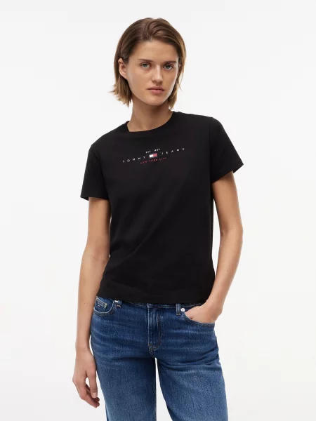 Tommy Jeans Tricou LINEAR roșu / negru alb
