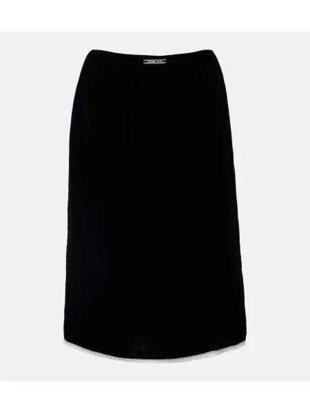 Aksamitna spódnica midi Prada do kolan czarna