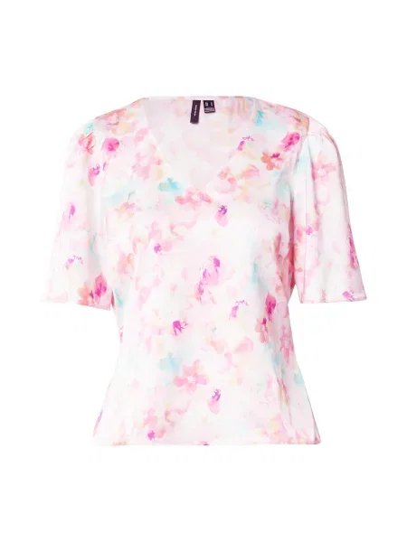 VERO MODA Blúz világoskék / fukszia pasztell-rózsaszín rózsaszín