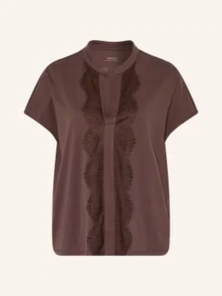 Marc Cain Tričko S Krajkou seal brown hnědé