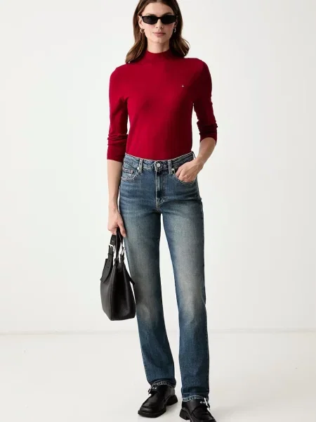 Tommy Hilfiger Bluză cu gât roșu