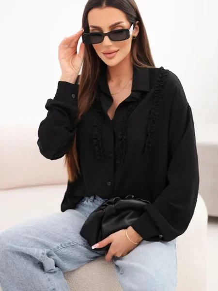 Bluză Kesi Włoski cu volane negru