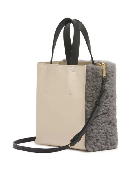 Geantă shopper Marni din piele gri