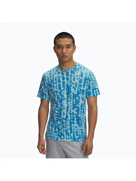 Мъжка тениска за бягане Under Armour Launch Printed stream/reflective синьо
