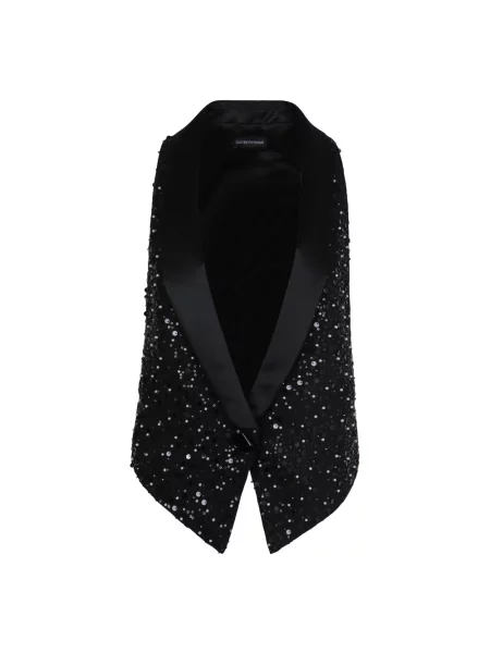 Kamizelka Emporio Armani z cekinami czarna