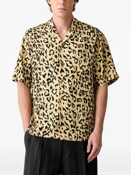 Scurt cămașă Wacko Maria cu imagine cu model leopard galben
