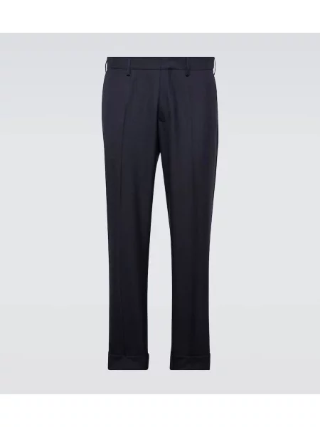 Vlněné zúžené kalhoty Dries Van Noten modré