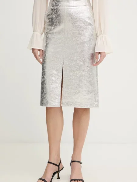 OUI fustă mini drept argintiu