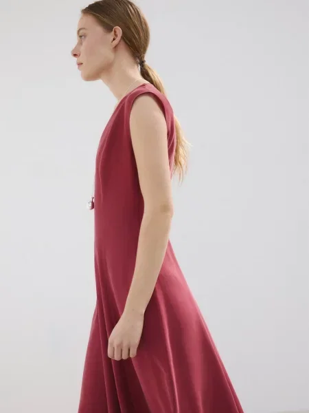 Платье миди Mango из модала бордовое