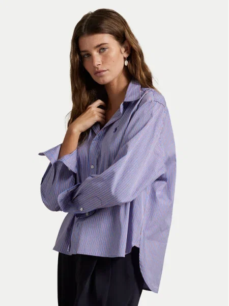 Polo Ralph Lauren Риза Виолетов Boxy Fit синьо