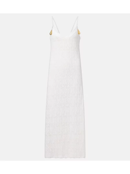 Rochie maxi Bottega Veneta de mătase de costum alb