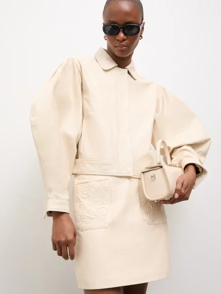 Answear.LAB kurtka skórzana LEYLANI z kolekcji Unscripted beżowa