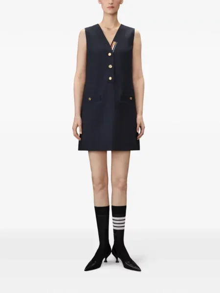 Rochie mini Thom Browne de lână albastru