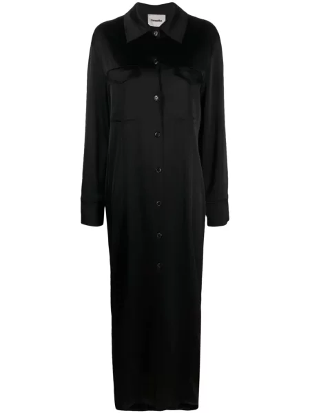 Rochie tip cămașă Nanushka din satin negru