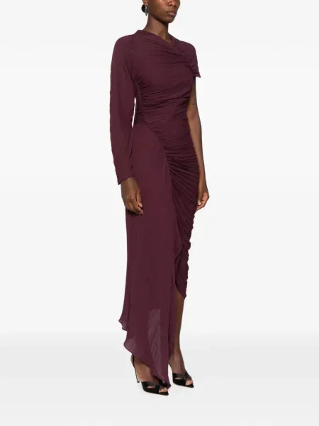 Rochie Victoria Beckham cu volane asimetrică violet