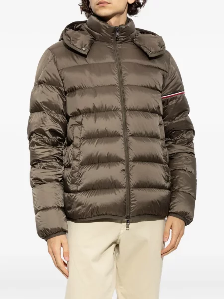 Geacă cu puf Moncler cu glugă verde