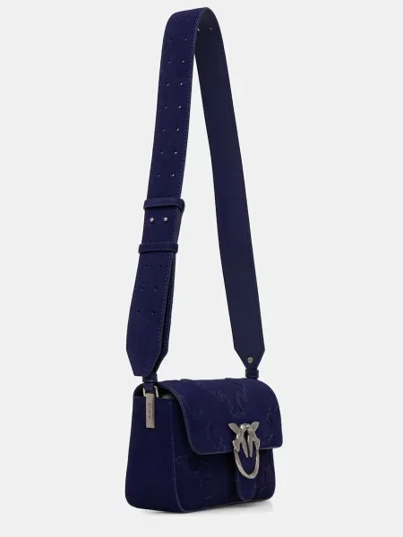 Semišová crossbody kabelka Pinko fialová