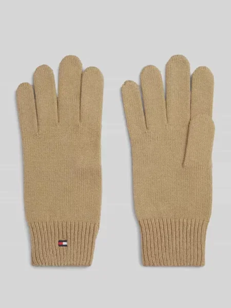 Rękawiczki z mieszanki bawełny z dodatkiem wełny Tommy Hilfiger beżowe