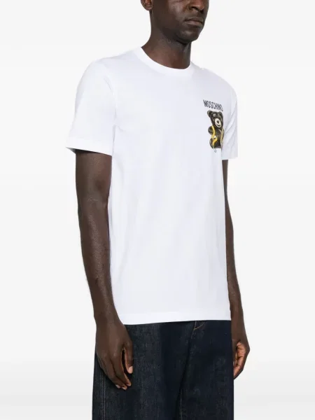 Ursuleț de pluș tricou Moschino cu imagine alb