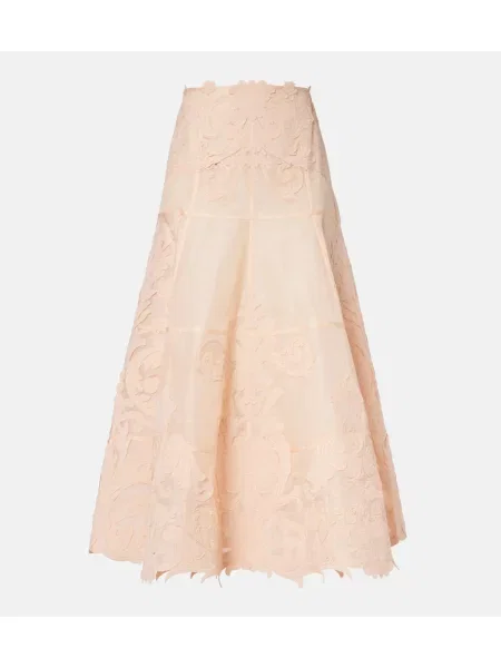 Haftowana spódnica midi Zimmermann do kolan beżowa