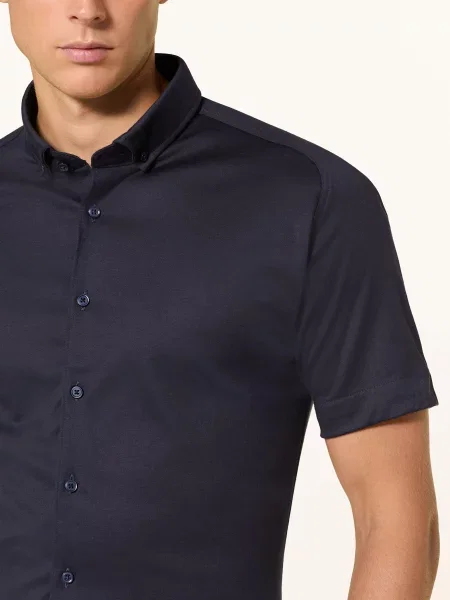 Desoto Košile S Krátkým Rukávem Slim Fit Ze Žerzejového Materiálu tmavě modrá