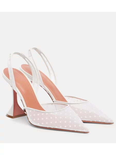 Pantofi cu toc Amina Muaddi slingback alb