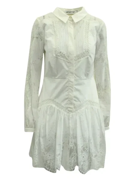 Rochie mini Self-portrait din dantelă de costum alb