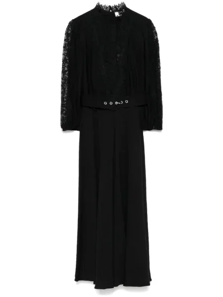 Rochie midi Nissa din dantelă până la genunchi de costum negru