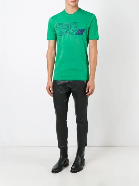 Кожени слаб панталон Dsquared2 черно