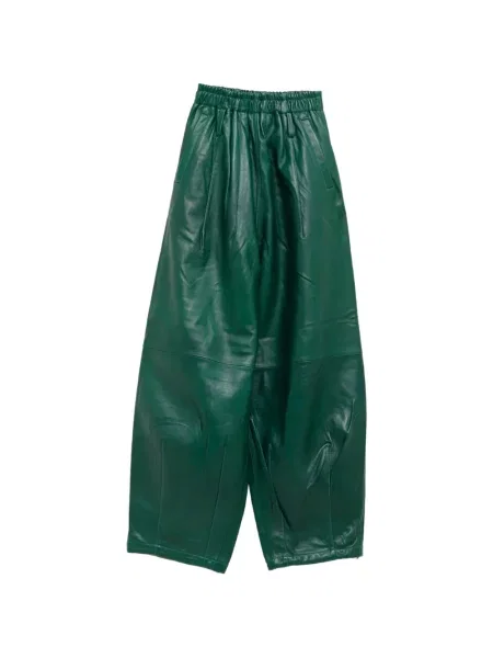 Pantaloni The Frankie Shop din piele verde