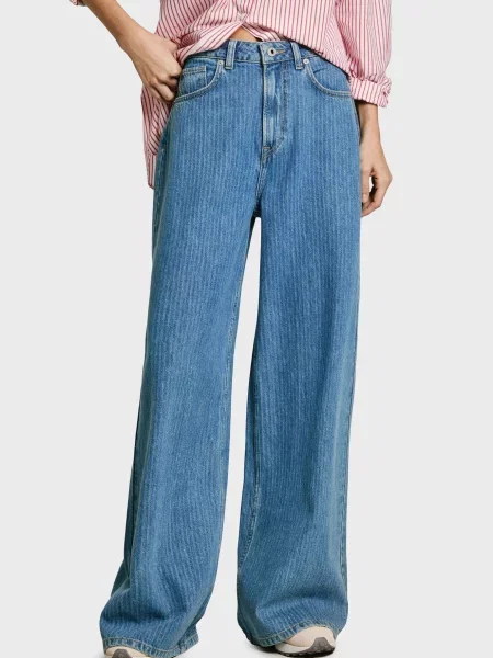 Смугасті широкі джинси Pepe Jeans сині