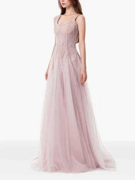 Rochie maxi Dina Melwani din tul roz