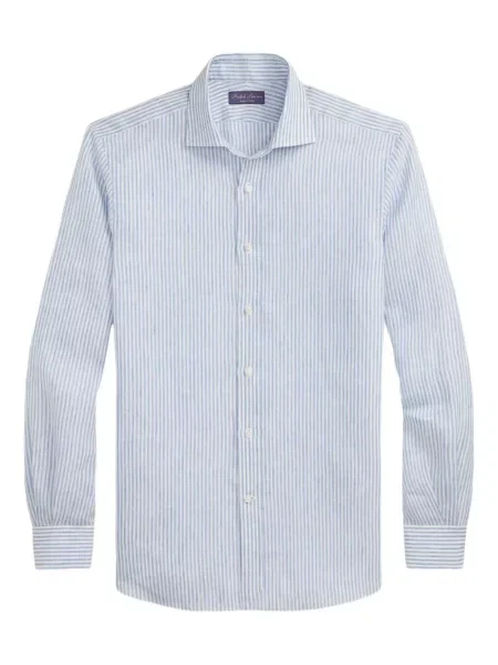 Lněná košile Ralph Lauren Purple Label modrá