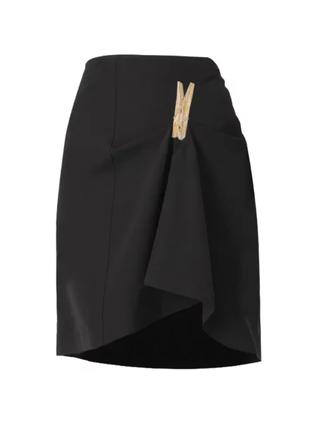 Fustă din denim Moschino Jeans cu broderie negru
