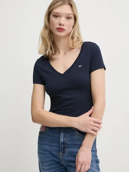 Majica Tommy Jeans za žene tamno plava
