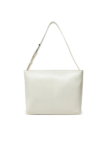 Calvin Klein Geantă Embossed Logo Medium Shopper Écru