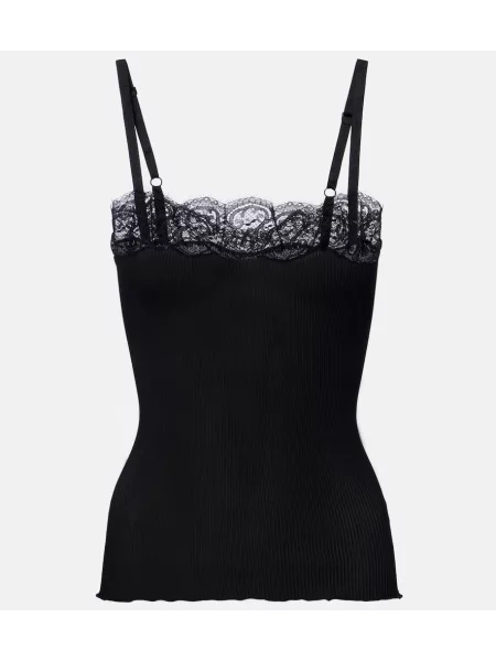 Top Saint Laurent de mătase negru