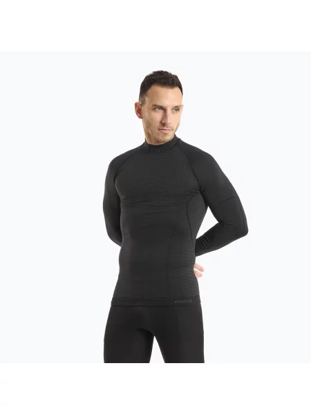 Мъжка термална тениска Mico Odor Zero Mock Neck black черно